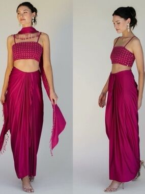 Sani Fuchsia Beaded 3 pieces set